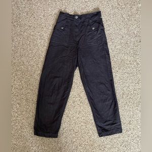 Ilana Kohn Huxie Pants size 6 black / charcoal grey linen cotton blend